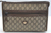 Authentic GUCCI GG Plus Clutch Hand Bag Purse PVC Leather Brown K5074