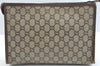 Authentic GUCCI GG Plus Clutch Hand Bag Purse PVC Leather Brown K5074
