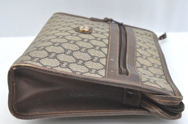 Authentic GUCCI GG Plus Clutch Hand Bag Purse PVC Leather Brown K5074