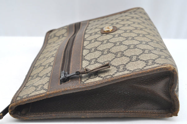 Authentic GUCCI GG Plus Clutch Hand Bag Purse PVC Leather Brown K5074