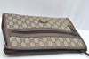 Authentic GUCCI GG Plus Clutch Hand Bag Purse PVC Leather Brown K5074