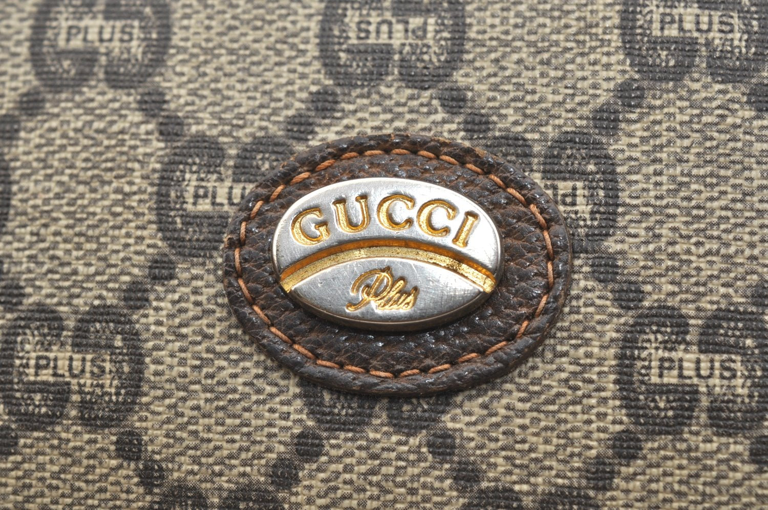 Authentic GUCCI GG Plus Clutch Hand Bag Purse PVC Leather Brown K5074