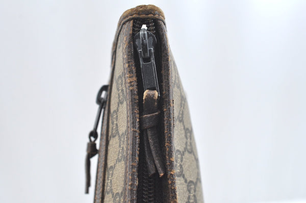 Authentic GUCCI GG Plus Clutch Hand Bag Purse PVC Leather Brown K5074
