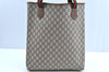 Authentic GUCCI Web Sherry Line GG Plus Tote Bag GG PVC Leather Brown K5076