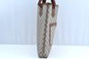 Authentic GUCCI Web Sherry Line GG Plus Tote Bag GG PVC Leather Brown K5076