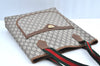 Authentic GUCCI Web Sherry Line GG Plus Tote Bag GG PVC Leather Brown K5076