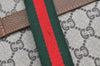 Authentic GUCCI Web Sherry Line GG Plus Tote Bag GG PVC Leather Brown K5076