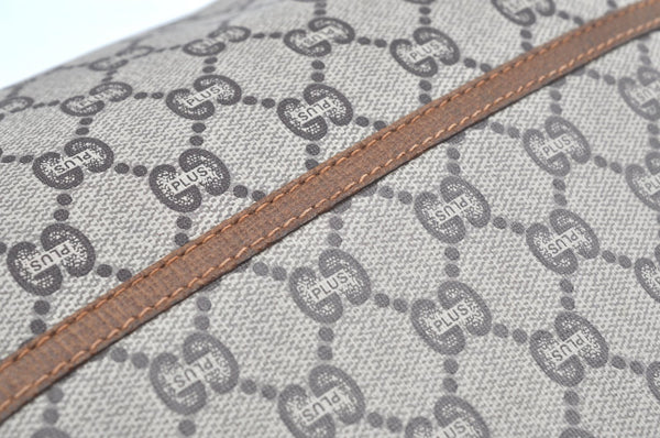 Authentic GUCCI Web Sherry Line GG Plus Tote Bag GG PVC Leather Brown K5076