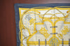 Authentic HERMES Carre 90 Scarf "GRANDE TENUE" Silk Gray Gold K5079