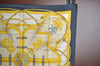 Authentic HERMES Carre 90 Scarf "GRANDE TENUE" Silk Gray Gold K5079