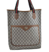Authentic GUCCI Web Sherry Line GG Plus Tote Bag GG PVC Leather Brown K5081