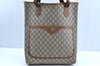 Authentic GUCCI Web Sherry Line GG Plus Tote Bag GG PVC Leather Brown K5081