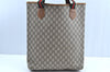 Authentic GUCCI Web Sherry Line GG Plus Tote Bag GG PVC Leather Brown K5081