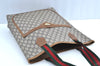 Authentic GUCCI Web Sherry Line GG Plus Tote Bag GG PVC Leather Brown K5081