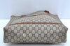 Authentic GUCCI Web Sherry Line GG Plus Tote Bag GG PVC Leather Brown K5081
