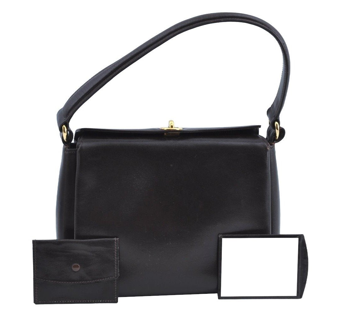 Authentic GUCCI Vintage Shoulder Hand Bag Purse Leather Brown K5082