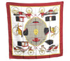 HERMES Carre 90 Scarf "LES VOITURES A TRANSFORMATION" Silk Bordeaux Red K5094