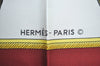 HERMES Carre 90 Scarf "LES VOITURES A TRANSFORMATION" Silk Bordeaux Red K5094