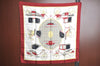 HERMES Carre 90 Scarf "LES VOITURES A TRANSFORMATION" Silk Bordeaux Red K5094