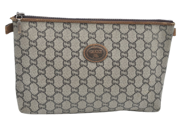 Authentic GUCCI GG Plus Clutch Hand Bag Purse PVC Leather Brown K5104