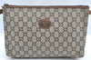 Authentic GUCCI GG Plus Clutch Hand Bag Purse PVC Leather Brown K5104