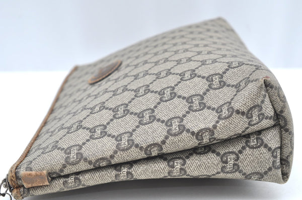 Authentic GUCCI GG Plus Clutch Hand Bag Purse PVC Leather Brown K5104