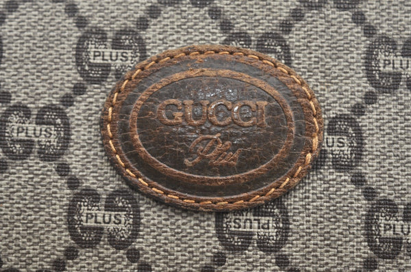 Authentic GUCCI GG Plus Clutch Hand Bag Purse PVC Leather Brown K5104