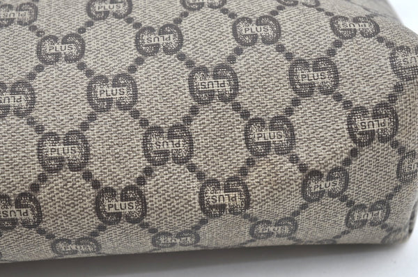 Authentic GUCCI GG Plus Clutch Hand Bag Purse PVC Leather Brown K5104