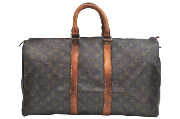 Authentic Louis Vuitton Monogram Keepall 45 Travel Boston Bag Old Model LV K5111