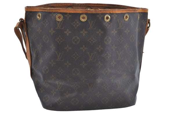 Authentic Louis Vuitton Monogram Petit Noe M42226 Shoulder Drawstring Bag K5113