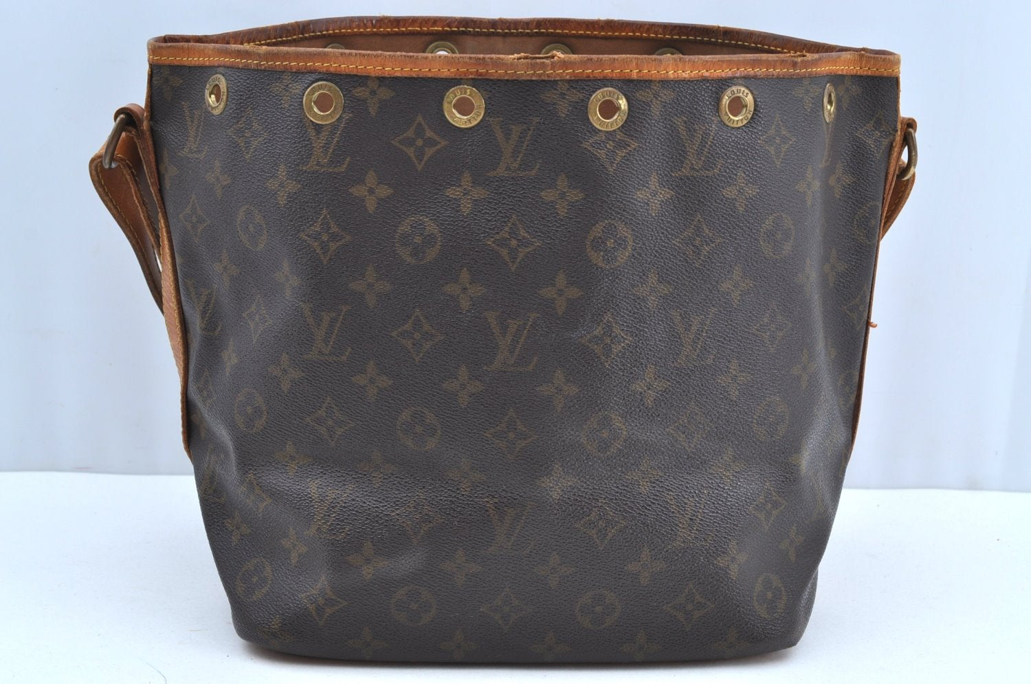 Authentic Louis Vuitton Monogram Petit Noe M42226 Shoulder Drawstring Bag K5113