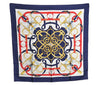 Authentic HERMES Carre 90 Scarf "Eperon d'or" Silk Navy Blue K5124