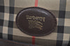 Authentic Burberrys Nova Check Clutch Bag Canvas Leather Beige K5133