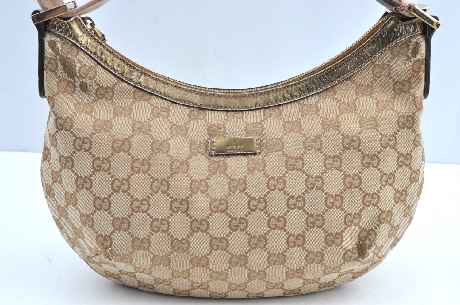 Authentic GUCCI Sherry Line Shoulder Bag GG Canvas Leather 181092 Beige K5135