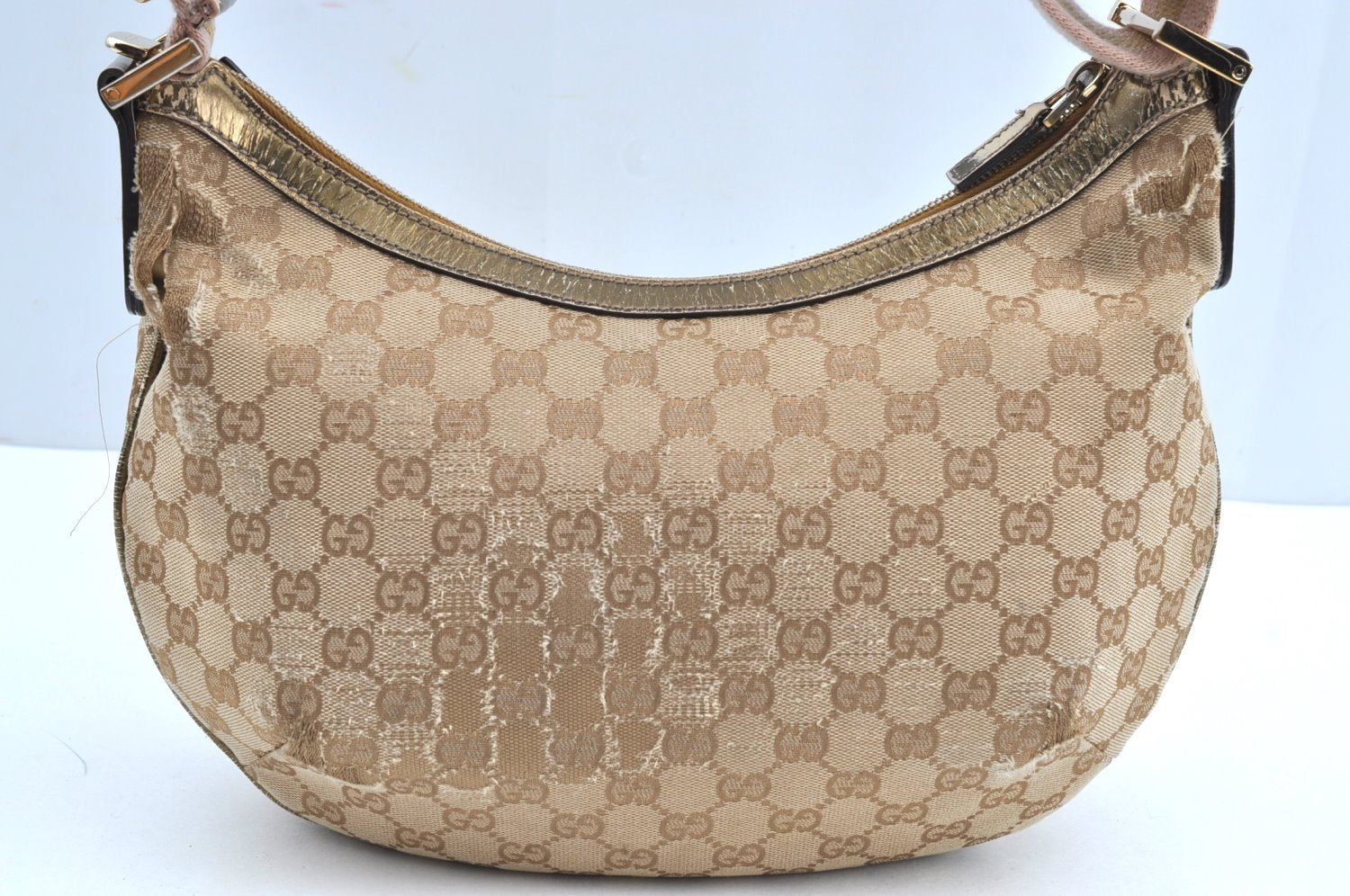 Authentic GUCCI Sherry Line Shoulder Bag GG Canvas Leather 181092 Beige K5135
