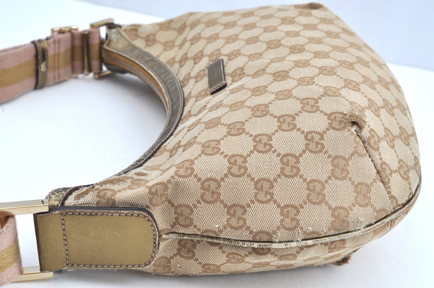 Authentic GUCCI Sherry Line Shoulder Bag GG Canvas Leather 181092 Beige K5135