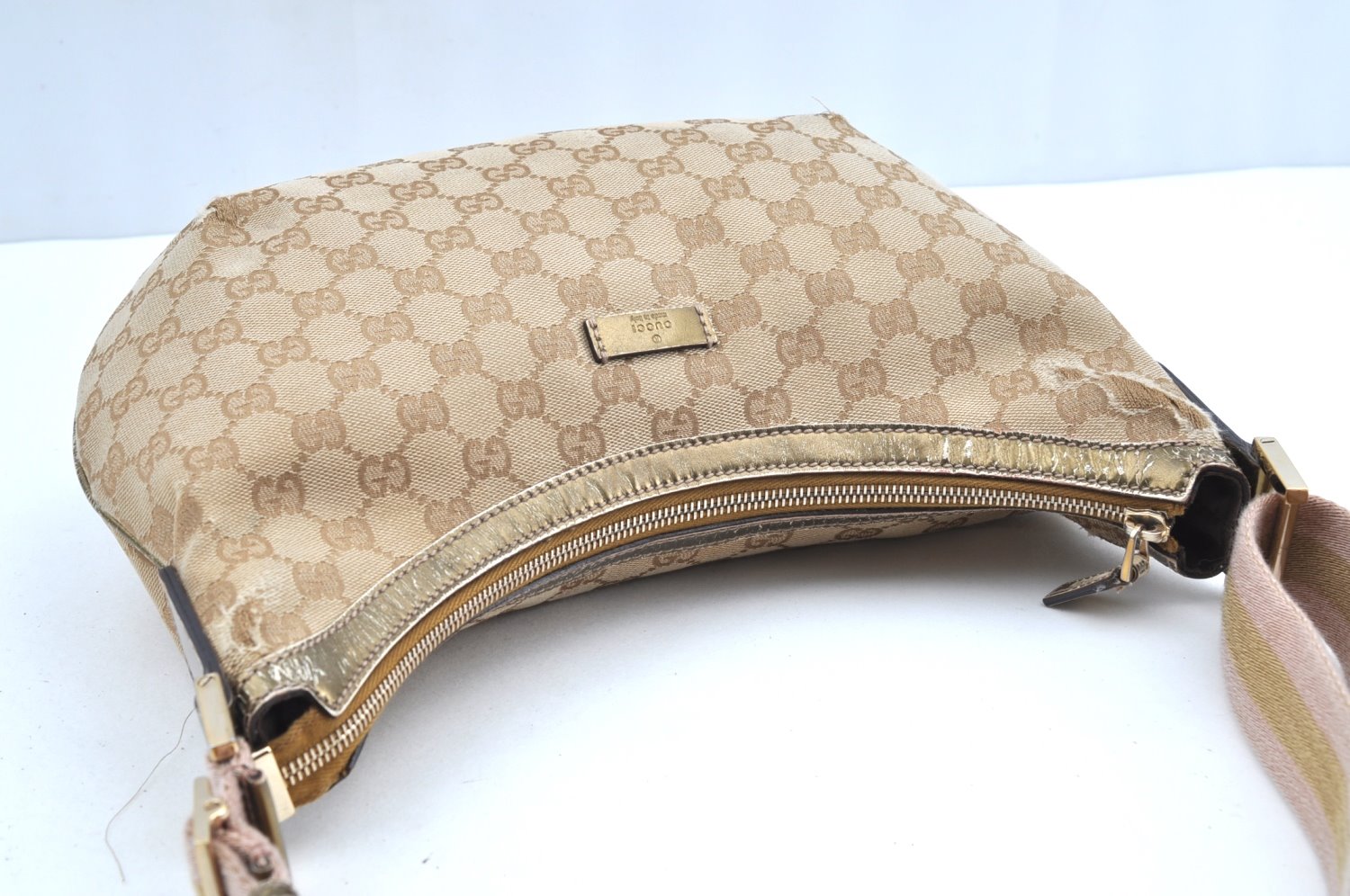 Authentic GUCCI Sherry Line Shoulder Bag GG Canvas Leather 181092 Beige K5135