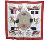 Authentic HERMES Carre 90 Scarf "LES VOITURES A TRANSFORMATION" Silk Red K5139