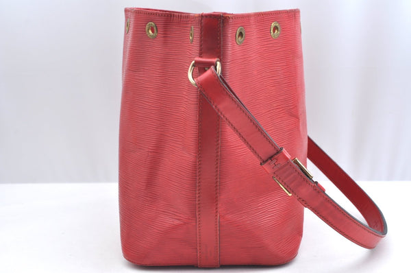 Authentic Louis Vuitton Epi Petit Noe Shoulder Drawstring Bag M44107 Red K5145