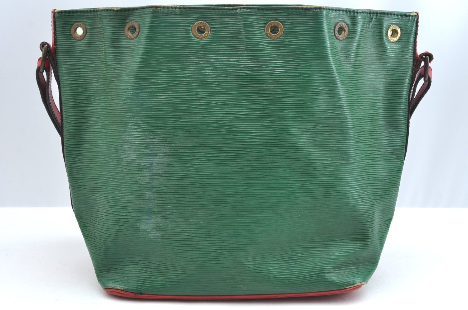 Auth Louis Vuitton Epi Petit Noe Bi-color Green x Red Drawstring Bag Junk K5146