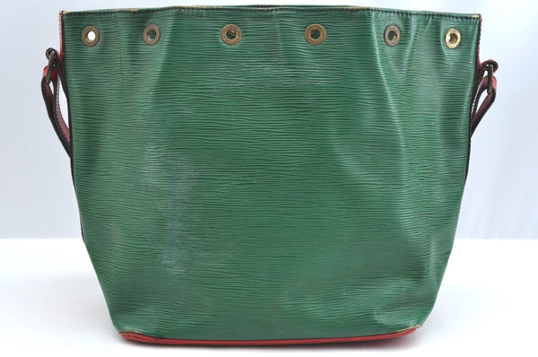 Auth Louis Vuitton Epi Petit Noe Bi-color Green x Red Drawstring Bag Junk K5146