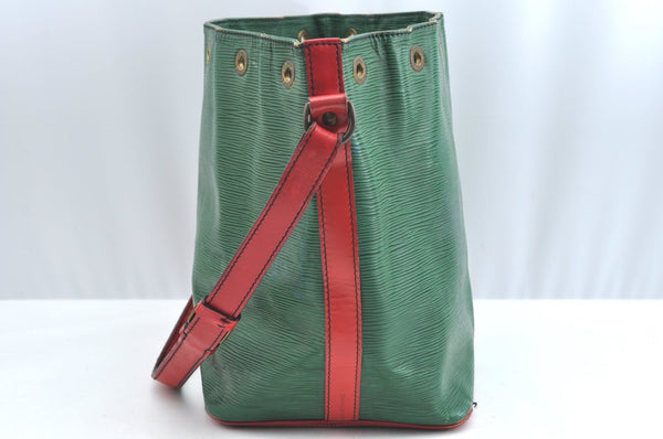 Auth Louis Vuitton Epi Petit Noe Bi-color Green x Red Drawstring Bag Junk K5146