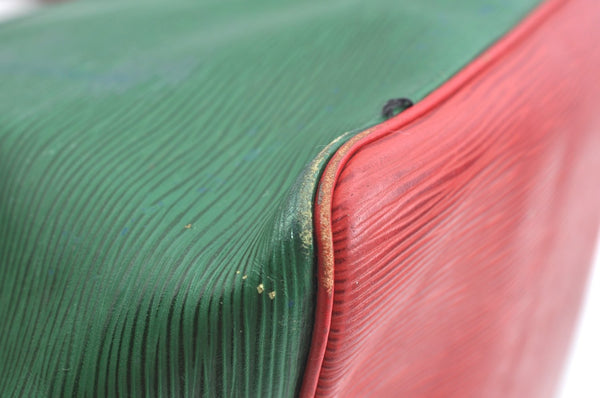 Auth Louis Vuitton Epi Petit Noe Bi-color Green x Red Drawstring Bag Junk K5146