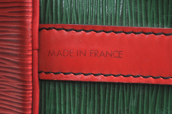 Auth Louis Vuitton Epi Petit Noe Bi-color Green x Red Drawstring Bag Junk K5146