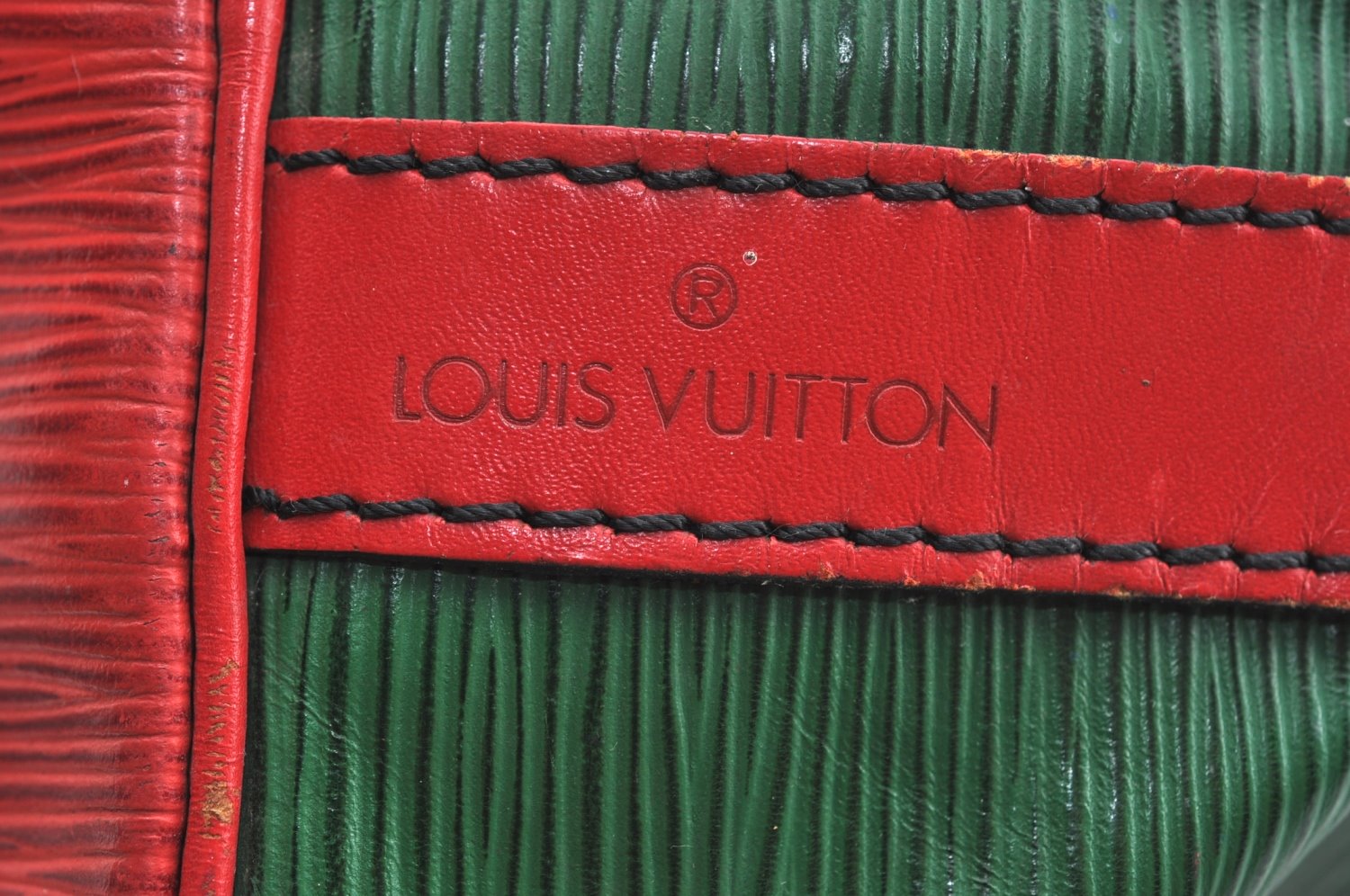 Auth Louis Vuitton Epi Petit Noe Bi-color Green x Red Drawstring Bag Junk K5146