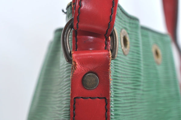 Auth Louis Vuitton Epi Petit Noe Bi-color Green x Red Drawstring Bag Junk K5146
