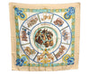 Authentic HERMES Carre 90 Scarf "CHEVAUX DE TRAIT" Silk Beige Blue K5164