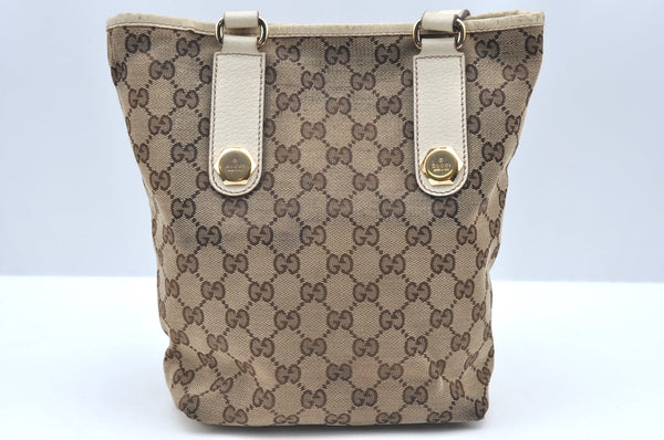 Authentic GUCCI Shoulder Tote Bag Purse GG Canvas Leather 153361 Brown K5165