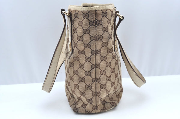 Authentic GUCCI Shoulder Tote Bag Purse GG Canvas Leather 153361 Brown K5165