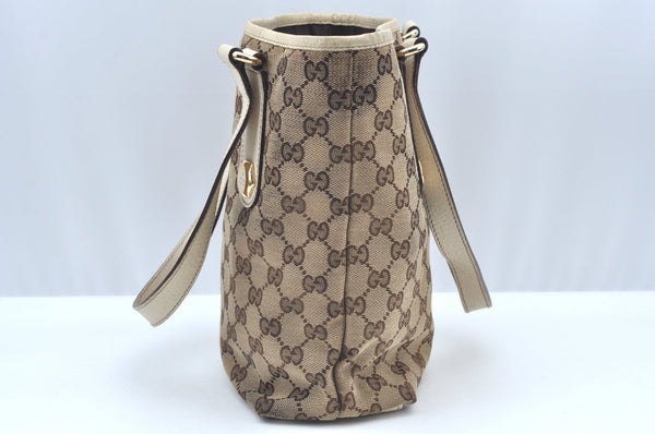 Authentic GUCCI Shoulder Tote Bag Purse GG Canvas Leather 153361 Brown K5165